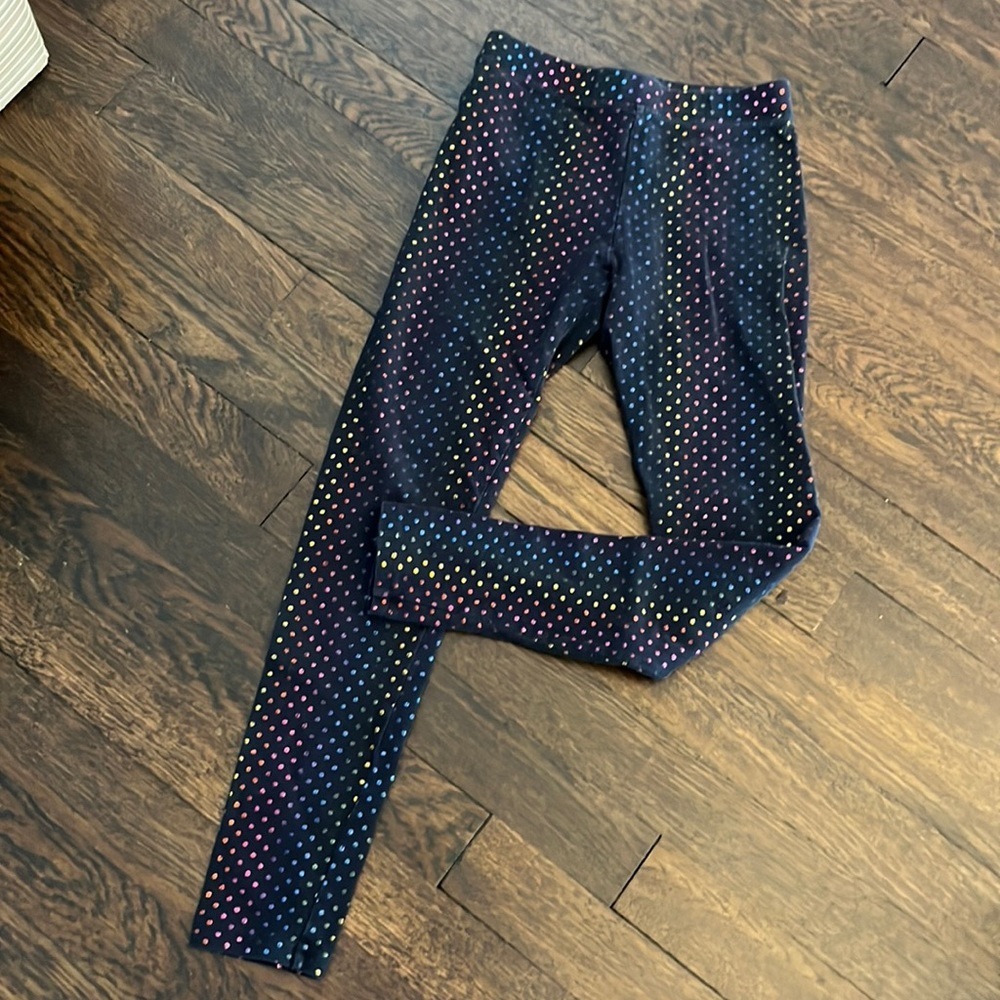 Crewcuts Girls Navy Metallic Polka Dot Leggings